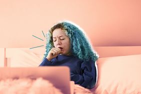 What Is a Wet Cough , Young woman coughing while feeling ill in bed